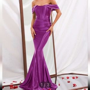 Off shoulder mermaid hem dress